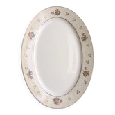 Vintage oval plate Salins model Simone beige with flowers