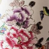 Chinese porcelain vase, peacocks, birds, trees, peonies