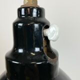 Industrial black enamel pendant lamp, 1950s