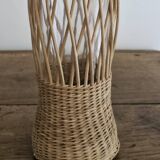 Glass and wicker bottle