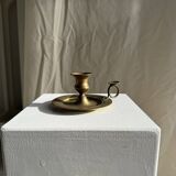 Antique gold hand candlestick with a handle fixed by 3 rivets H8 D13