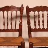 2 rush-seated oak chairs - 19th century