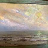 Signed marine painting on hardboard