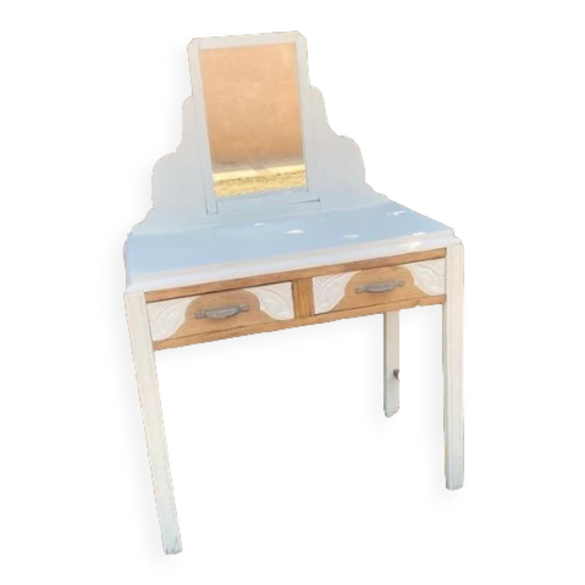 Art deco dressing table restyled in white and wood
