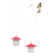 Pair of enamelled sheet metal and glass pendant lights