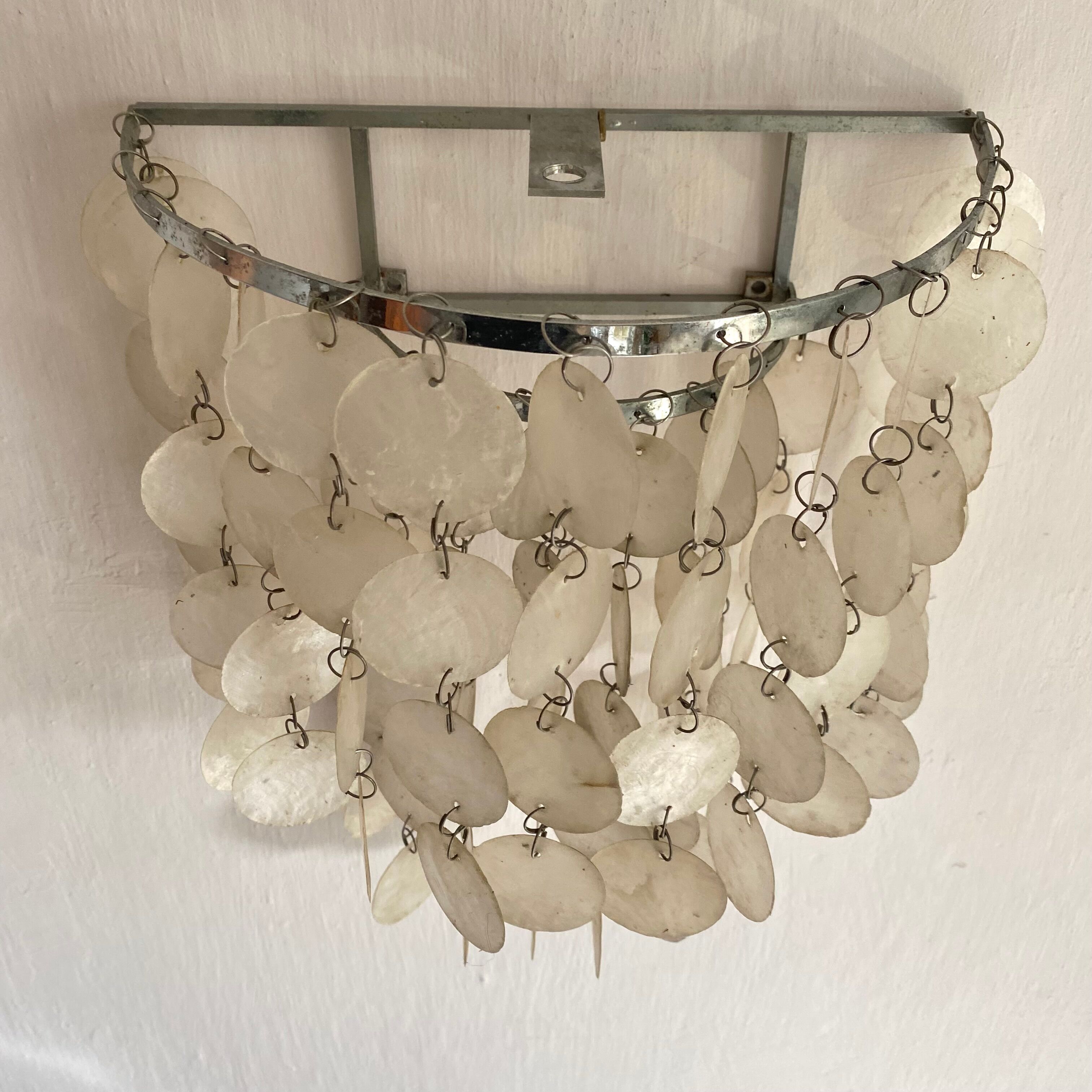 Mother-of-pearl tassel wall lamp from the 60s and 70s