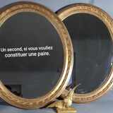 Oval mirror old carved wood gilded gold leaf louis XVI style large format 74x63 cm