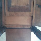 Pair of Louis Philippe style walnut bedside tables / work tables with flap