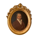 Tableau portrait à l’huile ancien famille bourgeoise