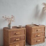 Pair of rattan bedside tables circa the 1970s.