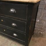Commode ancienne patinée noir plateau brut 1900