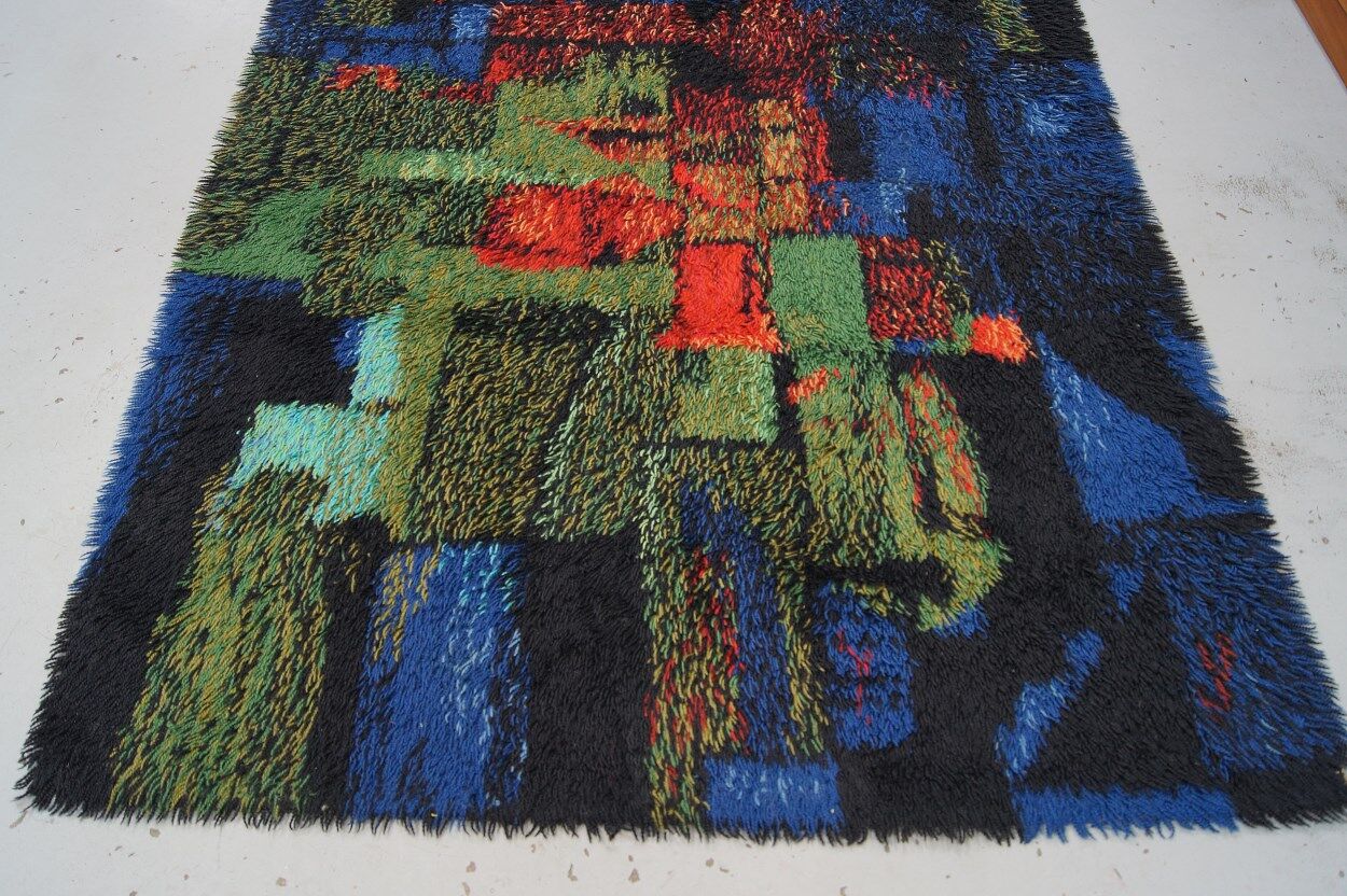Abstract high pile rya rug from Gilde Muster, 1970