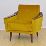 Yellow velvet armchair, 1960s