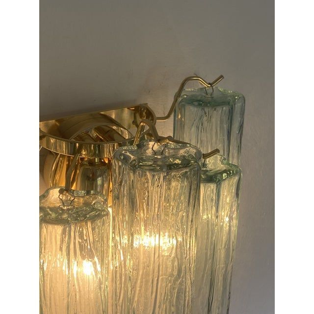 Contemporary green “tronchi” murano glass wall sconce