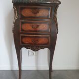 Antique inlaid bedside table with marble top