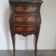 Antique marquetry bedside table, marble top