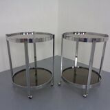 Mid-Century Glass & Metal Serving Bar Carts, 1960s, Set of 2