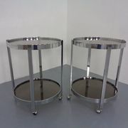 Mid-Century Glass & Metal Serving Bar Carts, 1960s, Set of 2
