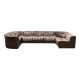 Vintage design modular lounge sofa brown leather