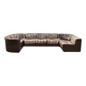 Canapé de salon modulable design vintage en cuir marron
