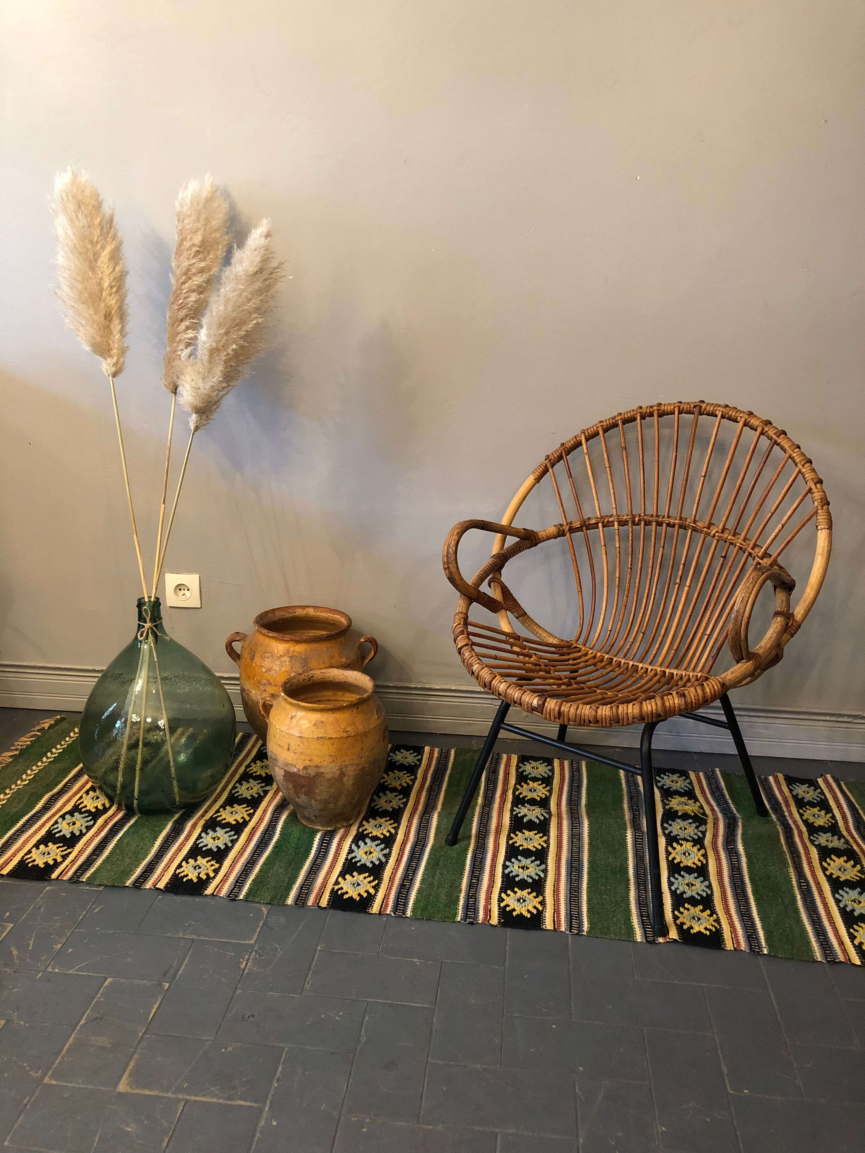 Rattan armchair 50s