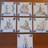 Set of 7 delft klm business class tile coaster