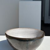 White and glossy brown two-tone ceramic bowl, matt earth