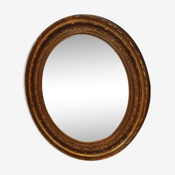 Miroir ovale en bois et stuc style Louis XVI du XIXème 77x97cm