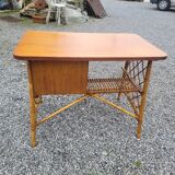 Vintage rattan desk from the 60s, 100cm L