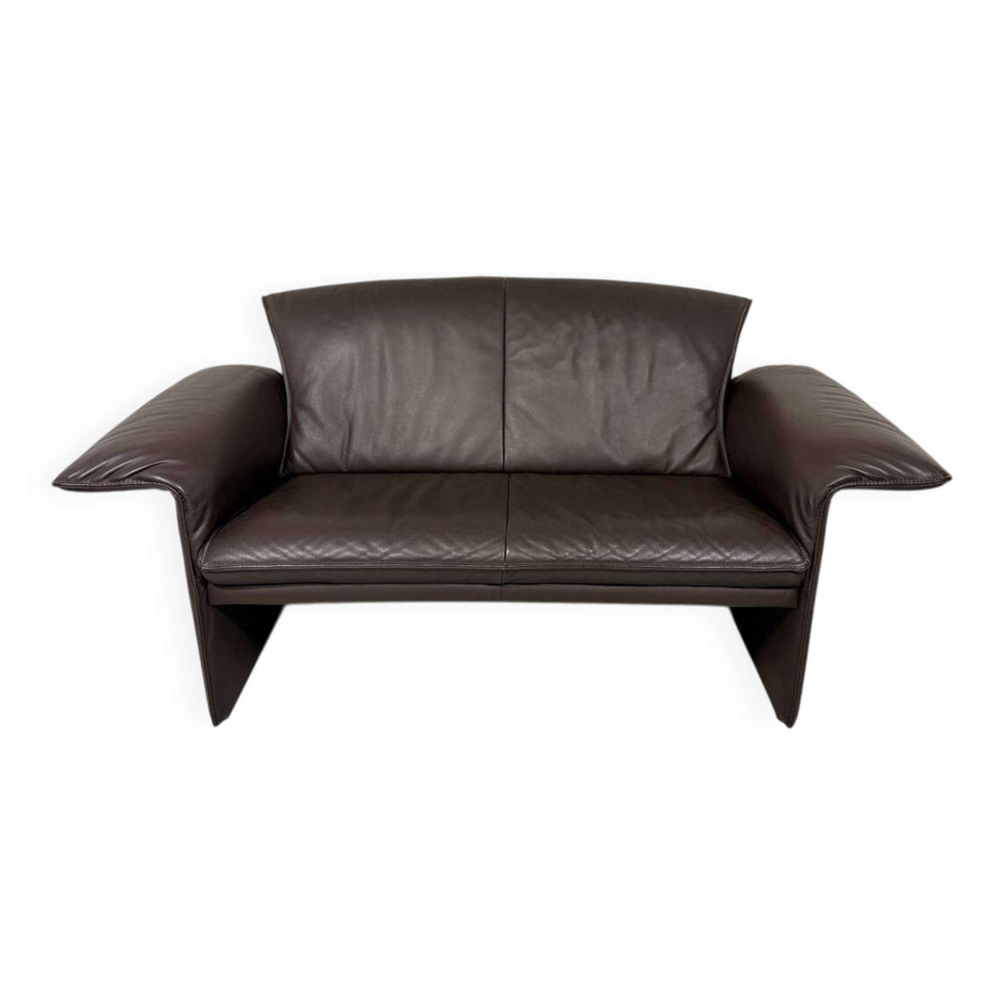 Christophe Giraud brown leather sofa Indy, Jori Belgium 1990’s