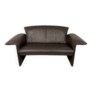 Christophe Giraud brown leather sofa Indy, Jori Belgium 1990’s