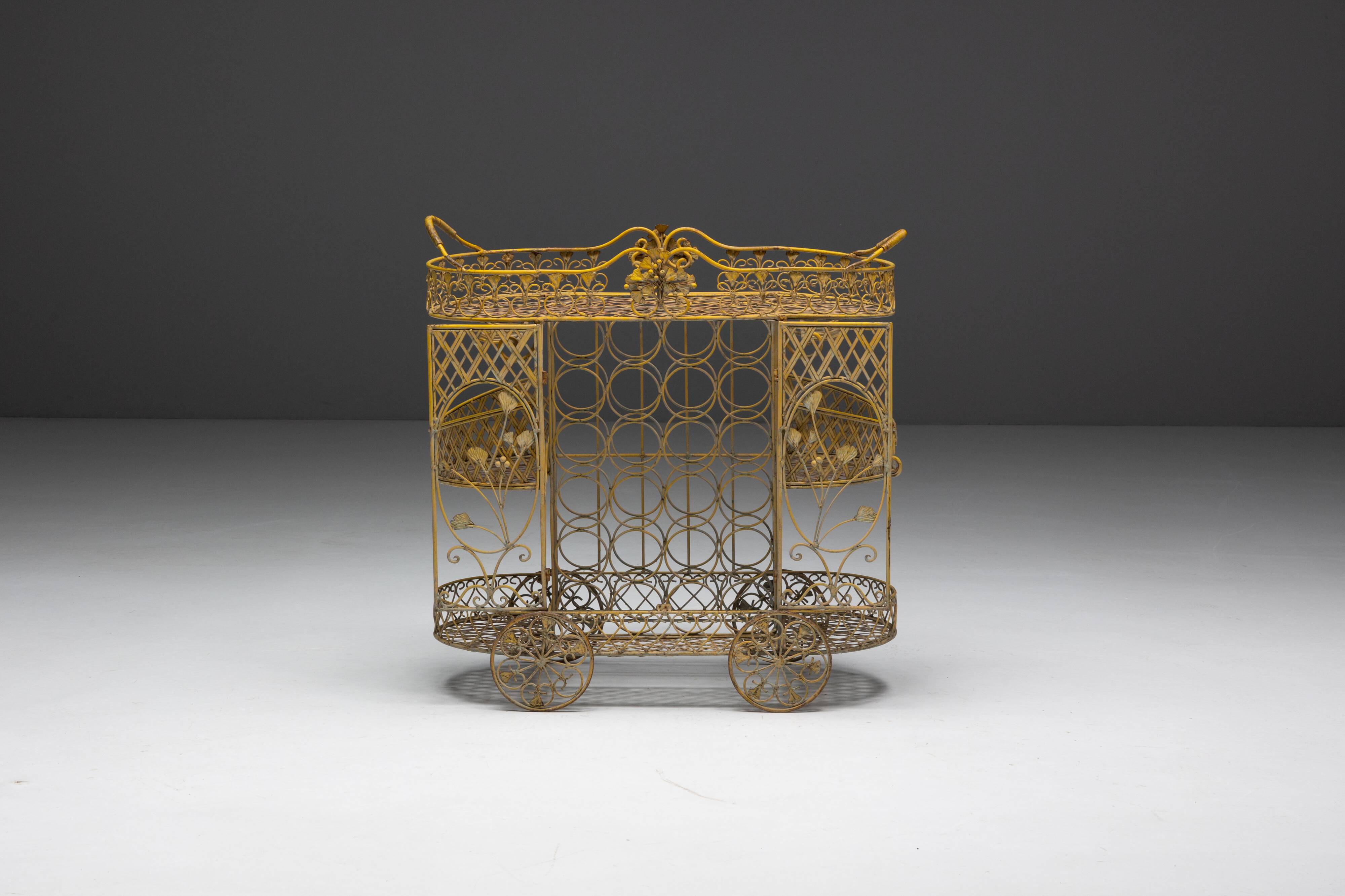 Antique cast iron serving trolley, France, early 20th century