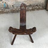 Tripod mountain chair carved wood brutalist 50s design