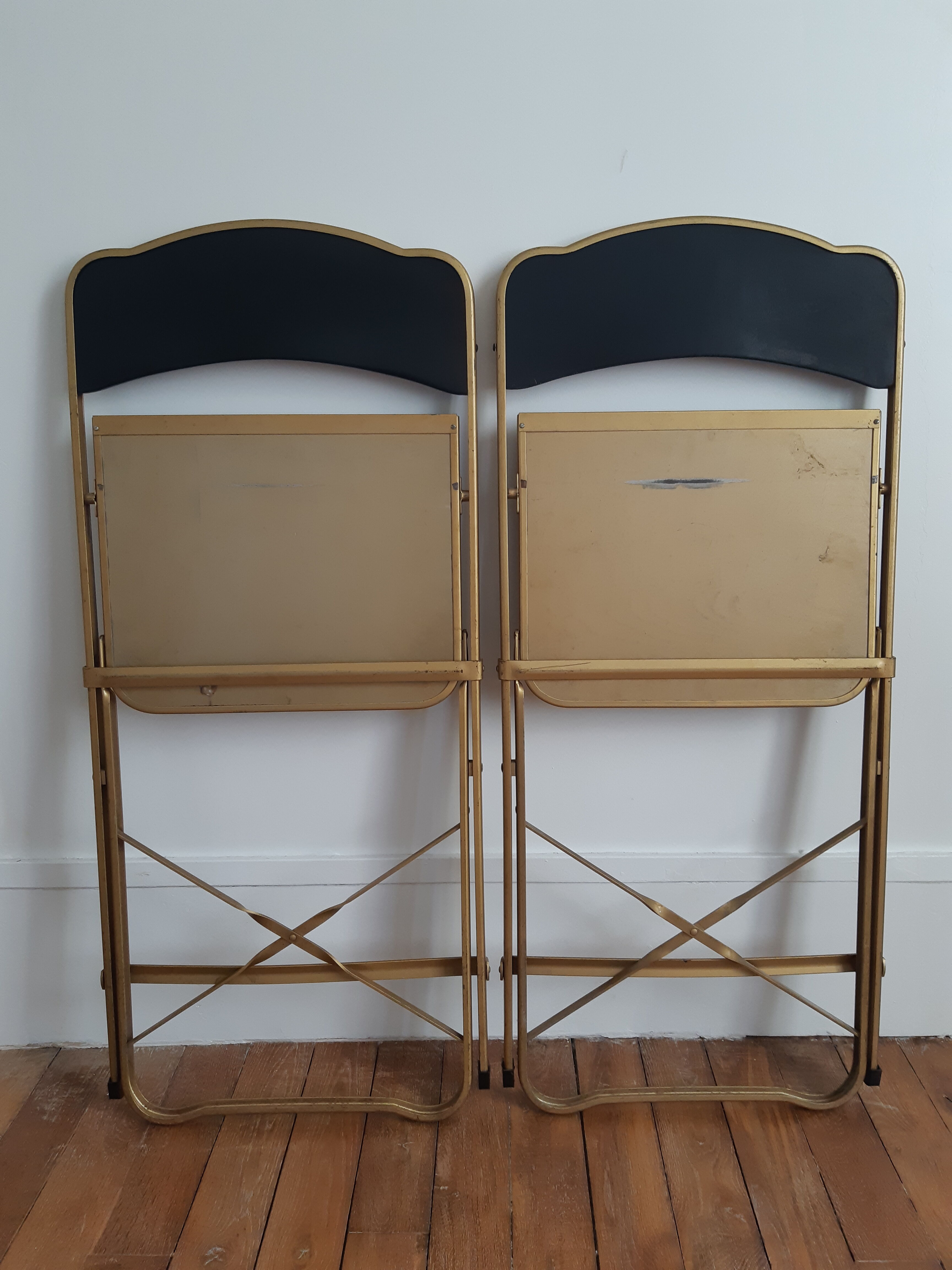 Lot de 2 chaises pliantes skai et métal