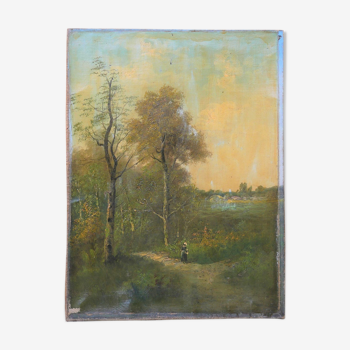 Ancient Landscape Painting, Painting on Canvas