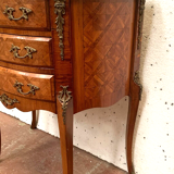 Louis XV style half-moon chest of drawers in marquetrya bottom of cubes XX century