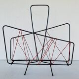 Vintage black metal magazine rack circa 19