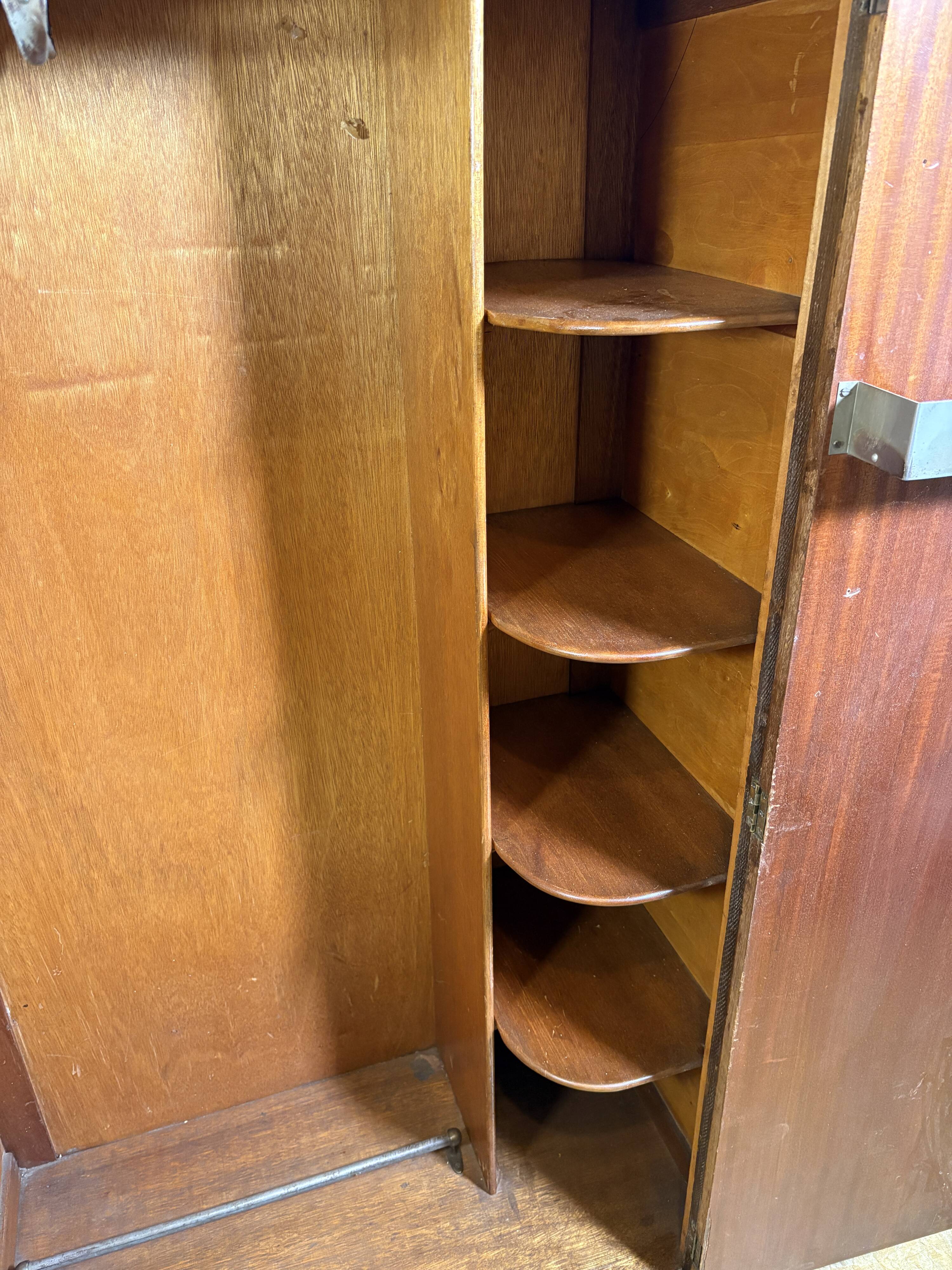 Art Deco Vintage 1930s  Figured Walnut Wardrobe Bookmatched Fitted Interior