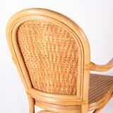 Paire de fauteuils en rotin et cuir tressé