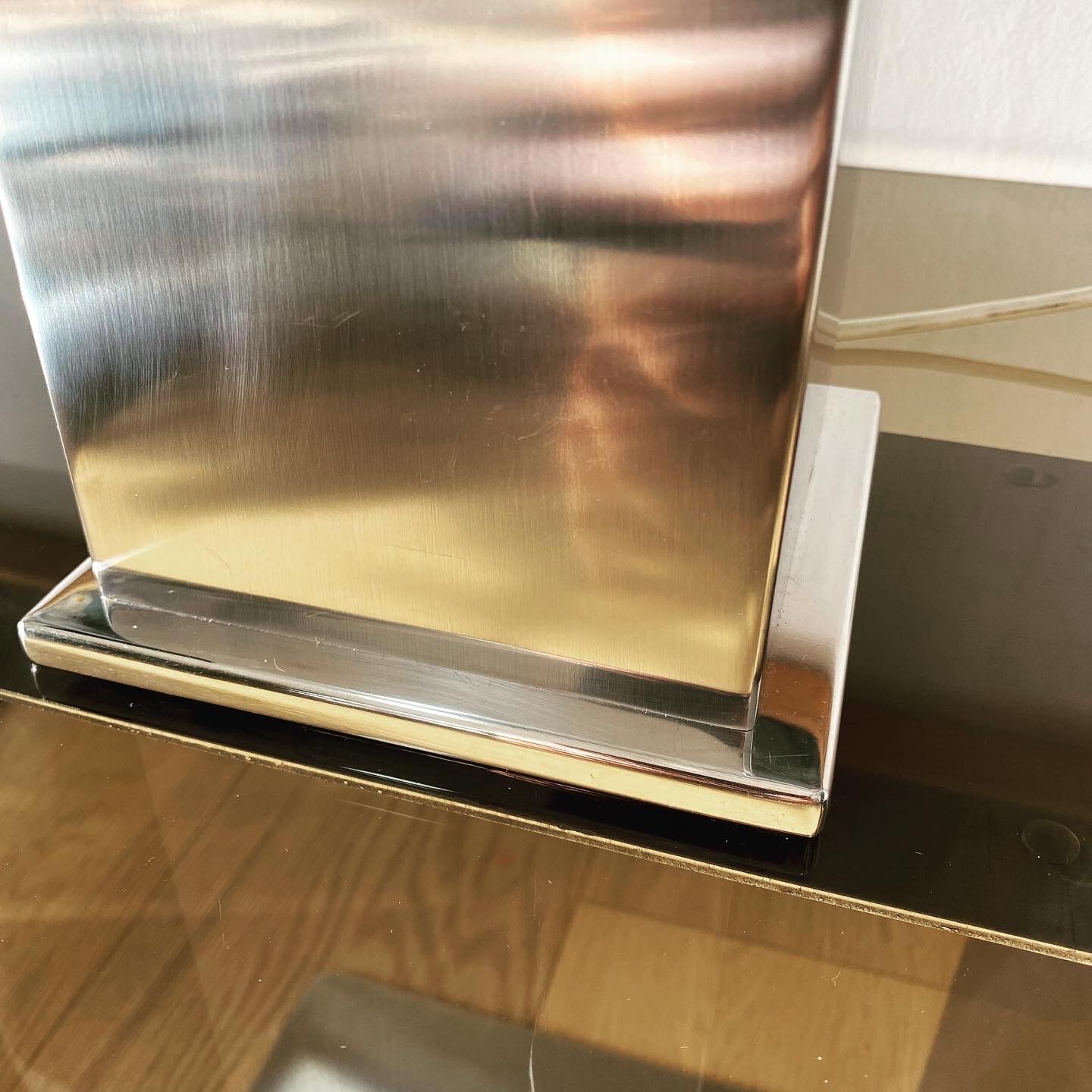 Pair of Building lamps in brushed stainless steel. Roche-bobois. France 1970