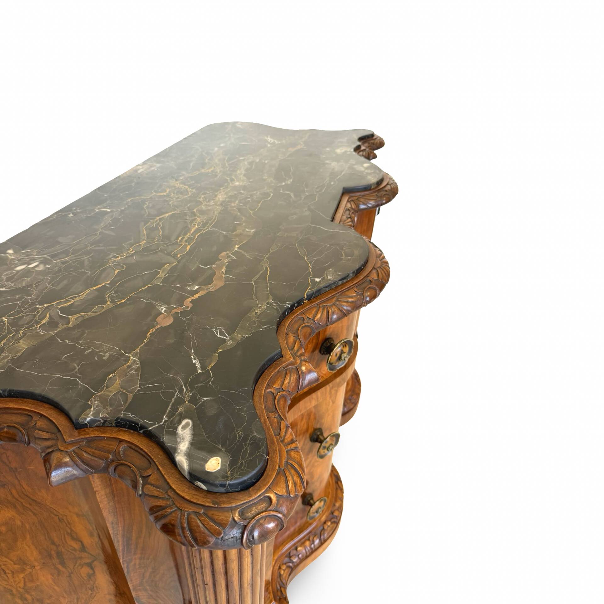 antique walnut serpentine commode