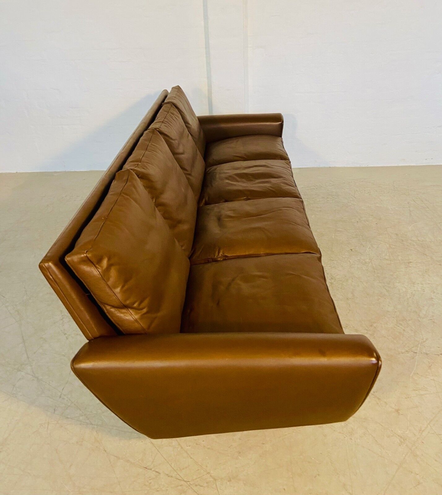 Vintage retro Danish mid-century G. Thams 4 person sofa in brown leather 1960