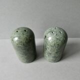 Green marble salt and pepper shakers, 1980s