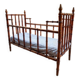 Charming wooden baby bed, 19th century style, faux bamboo