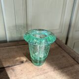 Crackle crystal vase, attributed to Daum Nancy