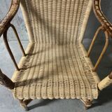 Rattan and wicker armchair from the 1970s.
