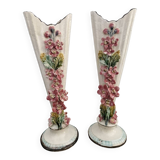 Pair of slip soliflores – Art Nouveau, late 19th century