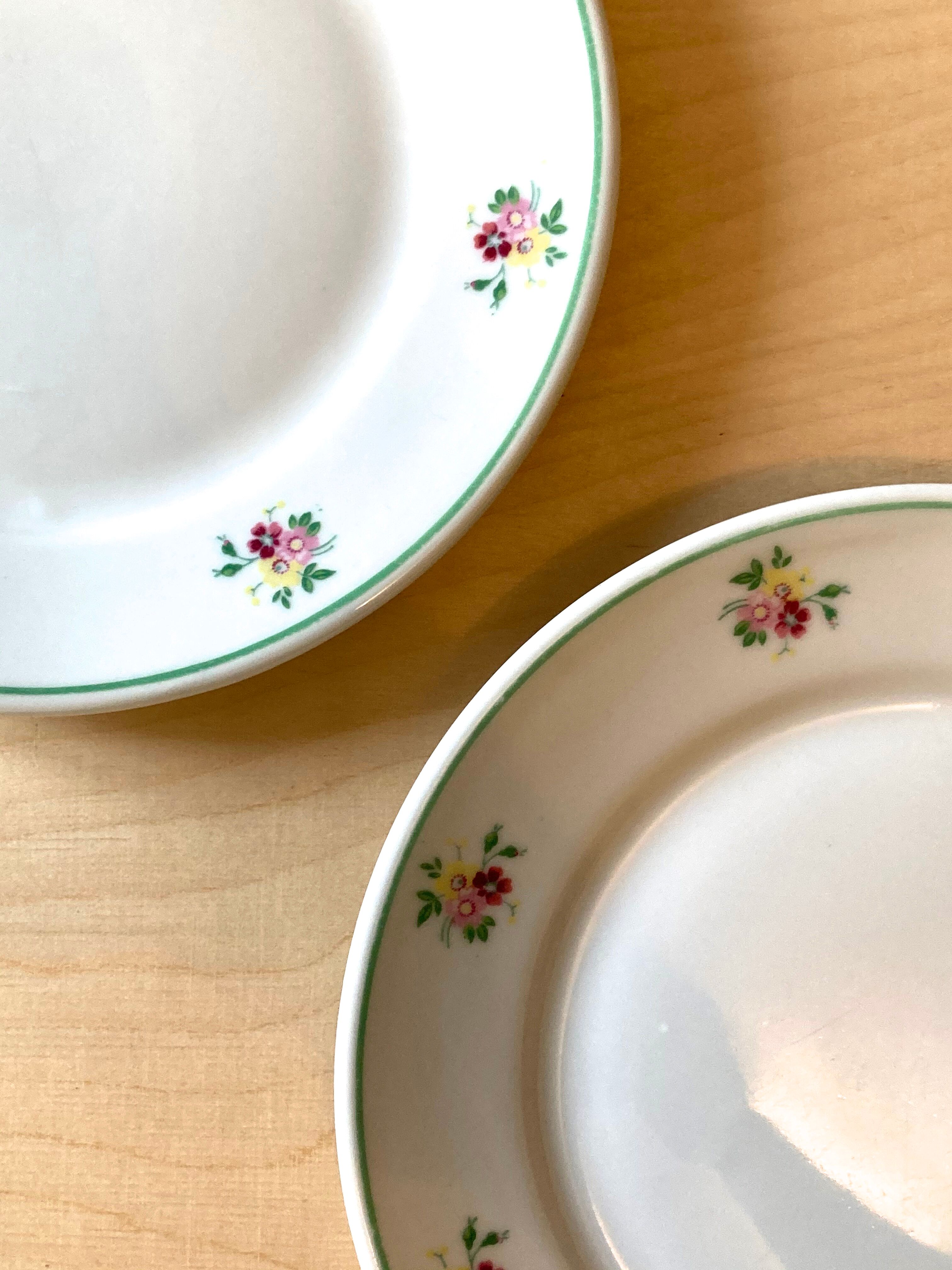 Lot two plates porcelain vintage flower motifs