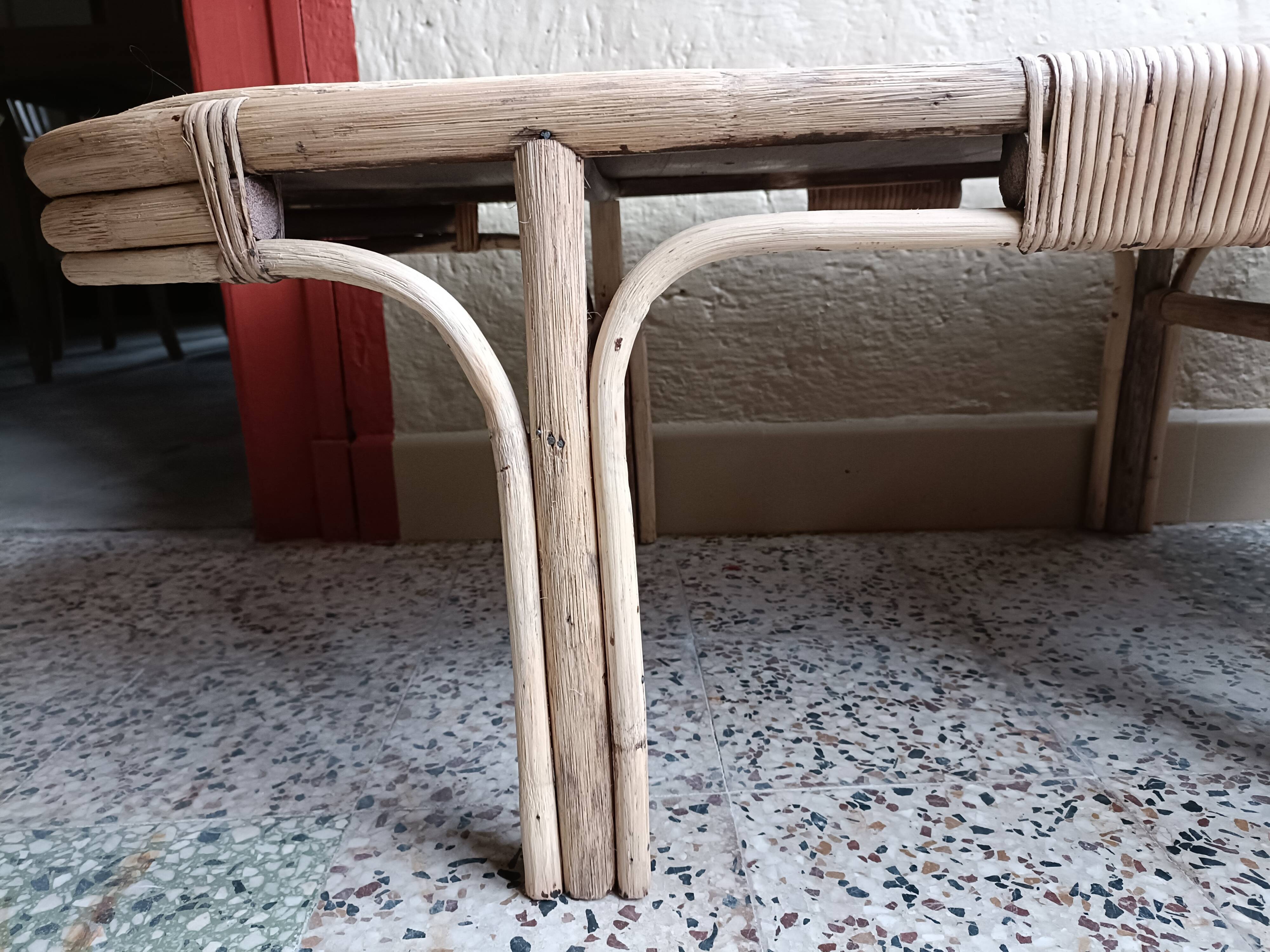 Refurbished rattan coffee table