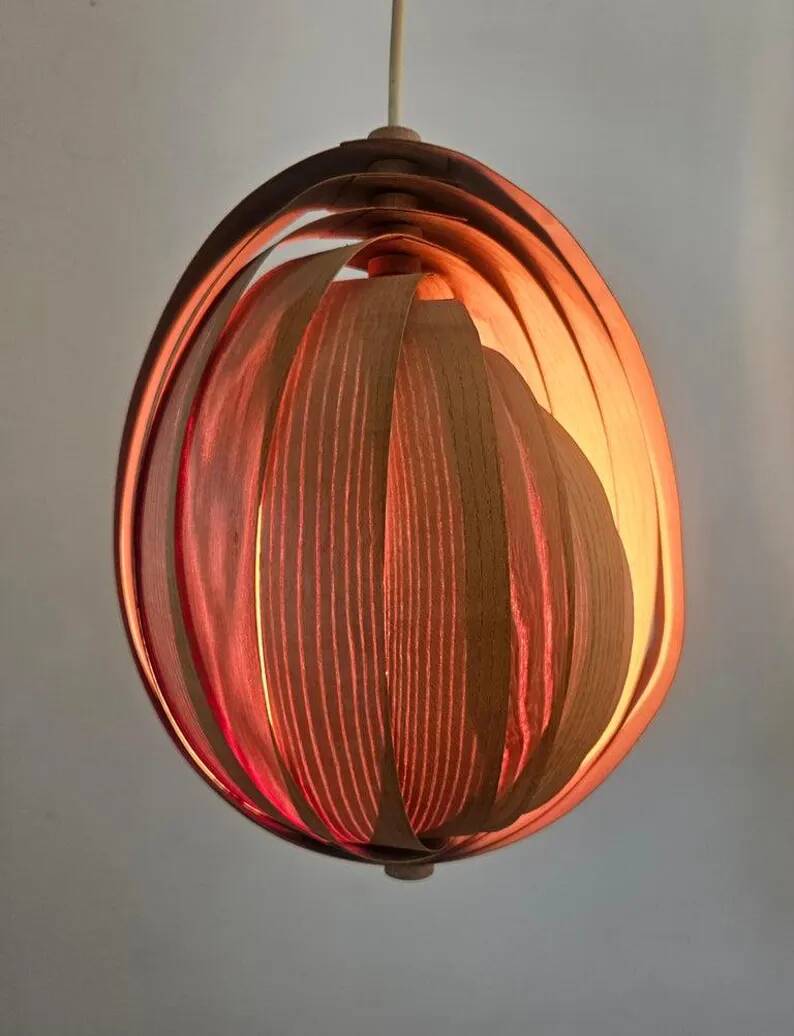 Rare Midcentury Wooden Pendant in style of Hans-Agne Jakobsson, Sweden, 1960s